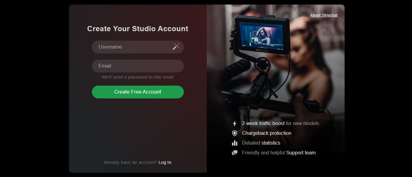 StripChat - Wie man ein Studio-Konto registriert